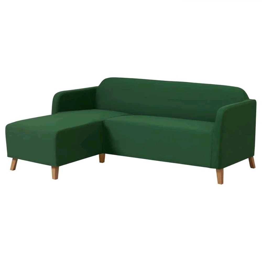 IKEA LINANAS Cover 3-Seat Sofa Chaise Vissle Dark Green 005.695.96 NEW OPEN BOX